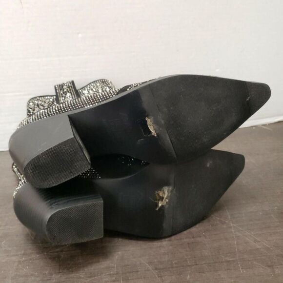 Black Rhinetone Ankle Boots - Size 9.5 - Like New - Picture 6 of 7